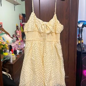 Urban Outfitters Floral Cream White Dress